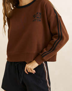 Rhythm Contrast Slouchy Crew Neck Fleece - Chocolate