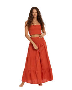 Womens Skirts: Sisstrevolution Makena Woven Skirt - Cayenne
