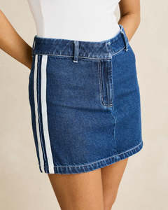 Rhythm Contrast Denim Skirt- Blue