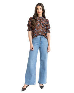 Seeking Lola SS Movement Blouse - Peacan Smudge