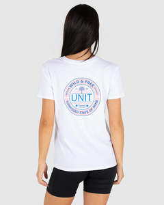Womens T Shirts Tees: Unit Ladies Tees - Coastline - White