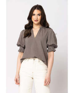Womens Tops Shirts Blouses: Seeking Lola Relaxed Butterfly Top - Coffee