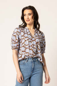 Womens Tops Shirts Blouses: Seeking Lola Resolute Top - Biscotti Bloom