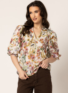 Womens Tops Shirts Blouses: Seeking Lola Graceful Top - Ballet Blossom