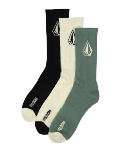 Womens Socks: Volcom Full Stone Mix Socks 3Pk - Army Green Combo
