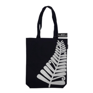 Silver fern canvas tote bag (Black)