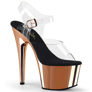 On Sale Heels: PLEASER ADORE-708 CLR/ROSE GOLD CHROME