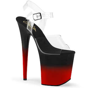 8: PLEASER FLAMINGO-808BR-H CLR/BLK-RED - IN STOCK - ON SALE