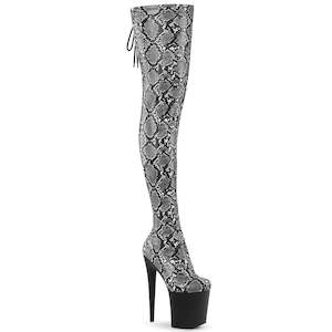 PLEASER FLAMINGO-3008SP-BT GREY-BLK SNAKE PRINT/BLK MATTE