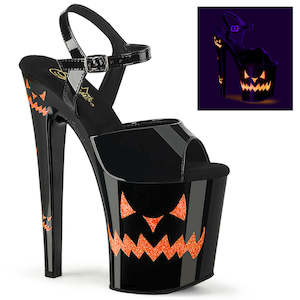 PLEASER XTREME-809JOL BLK PAT/BLK-NEON ORANGE