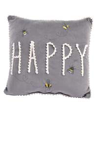 Giftware: Square 'Happy' Bee Cushion