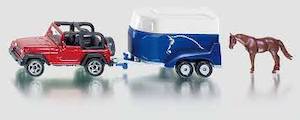 Creative Role Play Vehicles: Siku 1651 Super - Jeep Wrangler with Horse Float & Horse