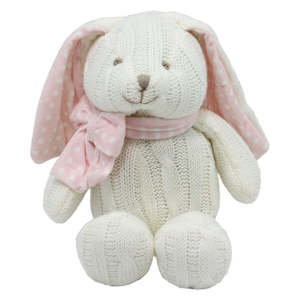 Creative Role Play Soft Toys: Teddytime: White Rabbit with Pink Spotted Ribbon and Ears