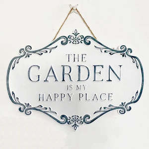 Gifts Decor: Wall Art - Garden Happy Place Sign