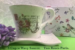 Gifts Decor: JGB - Planter Cup with Wavy Saucer two Roses Paris