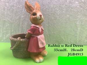 Gifts Decor: JGB - Polyresin Rabbit in Red Dress