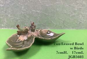 Gifts Decor: JGB - Two Leaf Bowl with Birds