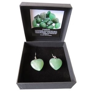 Wildside PS94 - Large Adventurine Heart Earrings