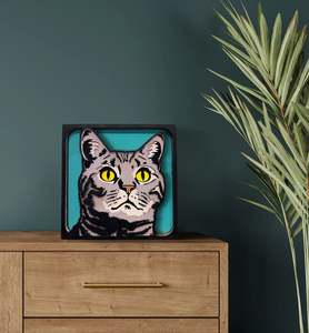 Arts Crafts Diy Kits: Wooden Art Craft Kit - Grey Cat