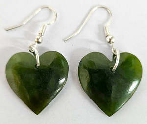 Hape Beach Toys: NZ Greenstone Earrings - Heart shaped 20mm