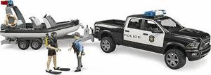 Bruder: Bruder - Ram 2500 Police Pickup, trailer, boat & 2 figures