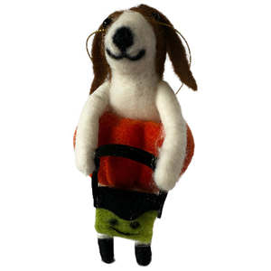 Halloween Felted Decoration - Trick or Treat Dog