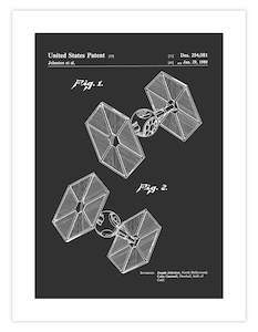 Teenage Boys Room Art Prints: Tie Fighter Patent