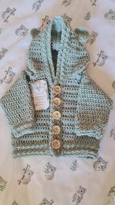 Tops: Bear Hoody - Wool - Duck Egg