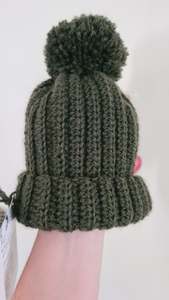 Accessories: Pom Pom Beanie - Olive