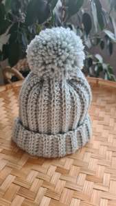Accessories: Pom Pom Beanie - Duck Egg