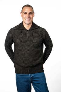 Mens: Diamond Plated Possum Merino Zip Men's Jumper