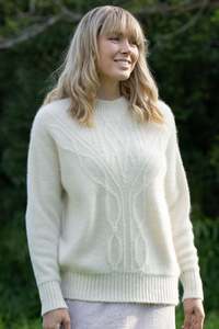 Crew Neck Pure Alpaca Cable Jumper