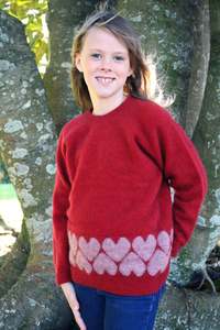 Kids: Girls Possum Merino Heart Jumper