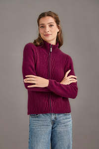 Cable Zip Possum Merino Jacket