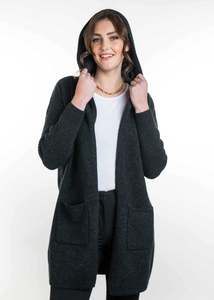 Womens Jackets: Hooded Longline Possum Merino Cardigan