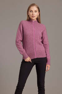 Womens Jackets: Yolk Neck Possum Merino Cable Jacket