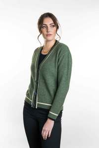 Womens Cardigans Vests: Contrast Textured Possum Merino Cardigan