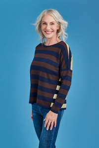 Striped Drop Shoulder Merino Wool Jumper