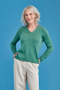 Long Sleeve Merino Wool Classic High V-Neck