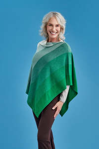 Graduated Stripe Merino Wool Poncho