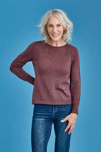 Merino Women: Fine Stripe Merino Wool Crew Neck Jumper