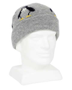 Pure Merino Headwear: Penguin Motif Merino Wool Hat