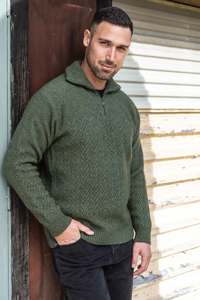 Chevron Pattern Possum Merino Zip Jumper