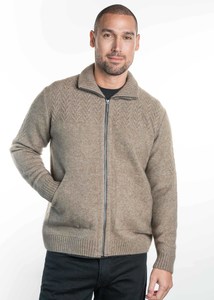 Chevron Pattern Possum Merino Zip Jacket