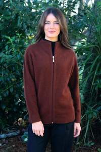 Mothers Day: Plain Zip Possum Merino Cardigan