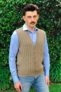 Rib Knit Possum Merino Button Vest