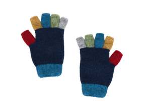 Kids Accessories: Child's Multi-colour Possum Merino Fingerless Gloves
