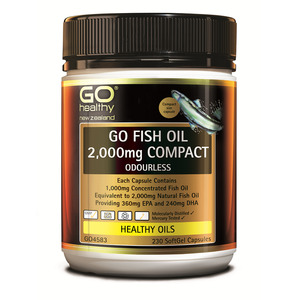 Fish Oil: Go Healthy Fish Oil 2000mg Compact Odourless 230 Capsules