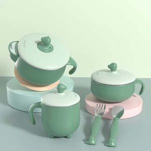 Children's tableware five-piece stainless steel with food bowl
