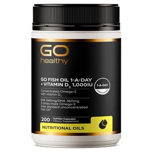 Vitamin D3: GO Healthy Fish Oil 1-A-Day + Vitamin D3 1,000IU 200 Capsules